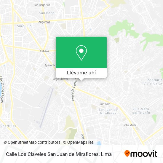 Mapa de Calle Los Claveles  San Juan de Miraflores