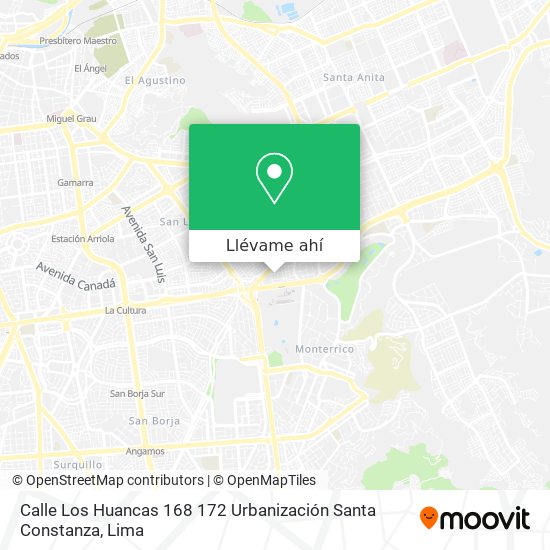 Mapa de Calle Los Huancas 168 172  Urbanización Santa Constanza