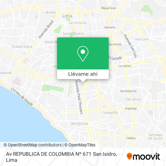 Mapa de Av  REPUBLICA DE COLOMBIA Nº 671 San Isidro
