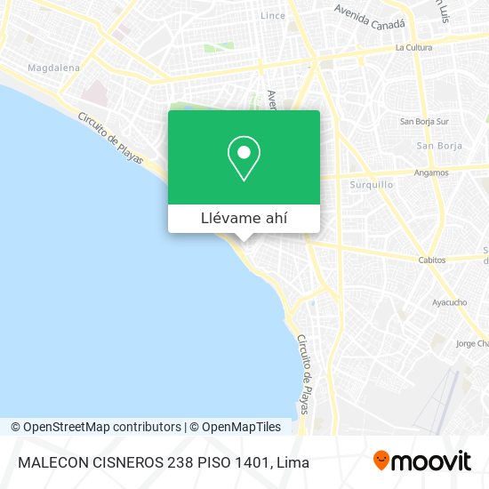 Mapa de MALECON CISNEROS 238 PISO 1401