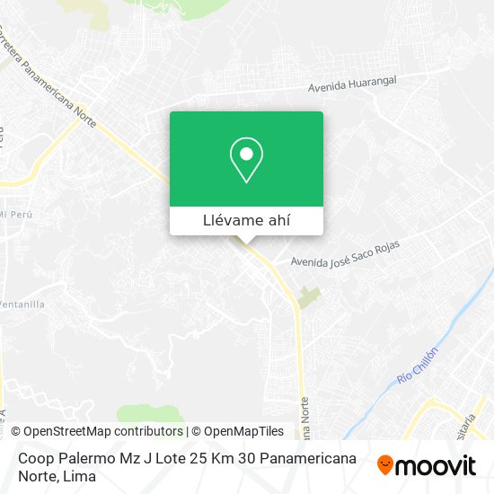 Mapa de Coop  Palermo Mz J Lote 25 Km 30 Panamericana Norte