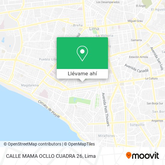 Mapa de CALLE MAMA OCLLO CUADRA 26