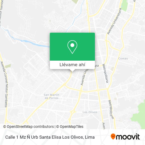 Mapa de Calle 1  Mz  Ñ  Urb  Santa Elisa  Los Olivos