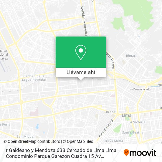 Mapa de r Galdeano y Mendoza 638  Cercado de Lima  Lima  Condominio Parque Garezon  Cuadra 15 Av Argentina