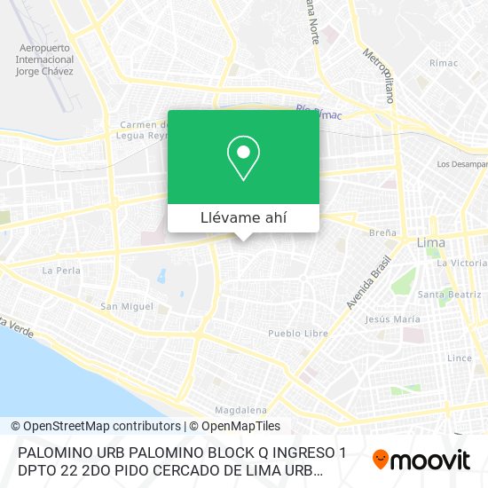 Mapa de PALOMINO  URB PALOMINO BLOCK Q INGRESO 1 DPTO 22 2DO PIDO CERCADO DE LIMA  URB PALOMINO BLOCK Q ING