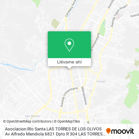 Mapa de Asociacion RIo Santa  LAS TORRES DE LOS OLIVOS Av Alfredo Mendiola 6821 Dpto R 304  LAS TORRES DE L