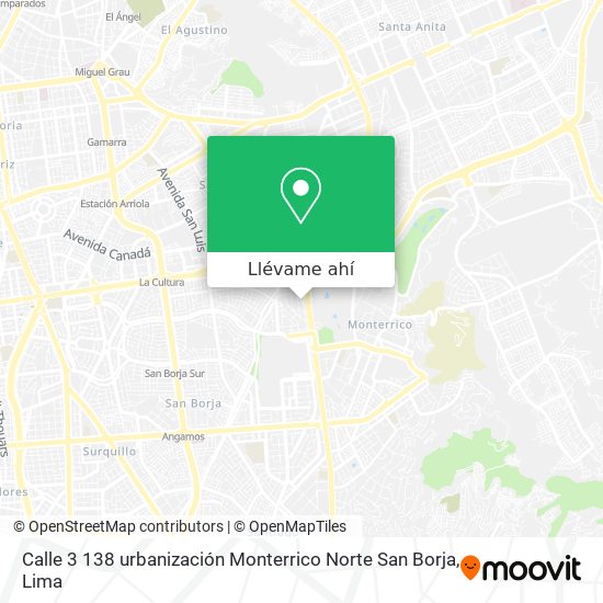 Mapa de Calle 3  138 urbanización Monterrico Norte San Borja