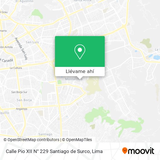 Mapa de Calle Pio XII N° 229  Santiago de Surco
