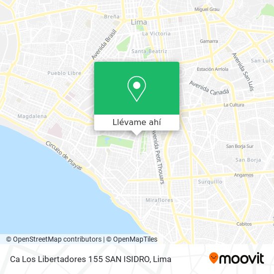 Mapa de Ca  Los Libertadores 155  SAN ISIDRO