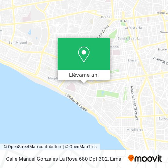 Mapa de Calle Manuel Gonzales La Rosa 680 Dpt 302