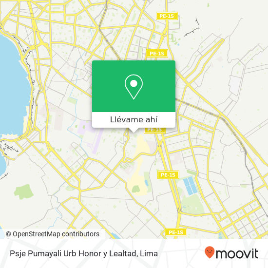 Mapa de Psje Pumayali Urb Honor y Lealtad