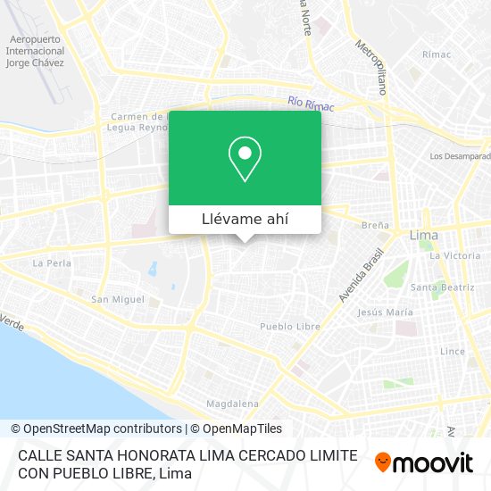 Mapa de CALLE SANTA HONORATA  LIMA CERCADO LIMITE CON PUEBLO LIBRE