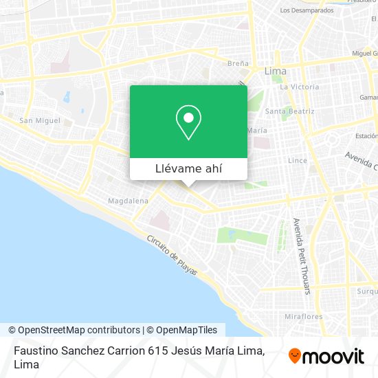 Mapa de Faustino Sanchez Carrion 615  Jesús María  Lima