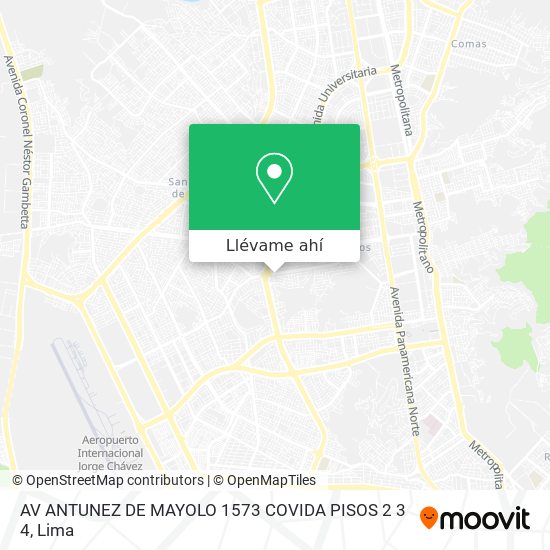 Mapa de AV  ANTUNEZ DE MAYOLO 1573 COVIDA PISOS 2 3 4