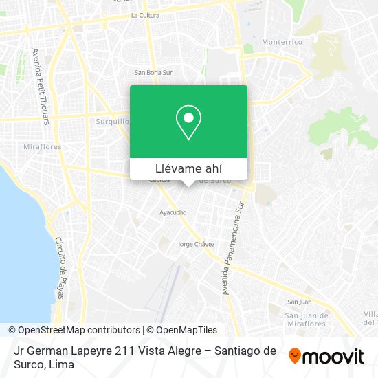 Mapa de Jr  German Lapeyre 211  Vista Alegre – Santiago de Surco
