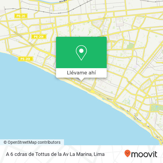 Mapa de A 6 cdras  de Tottus de la Av  La Marina