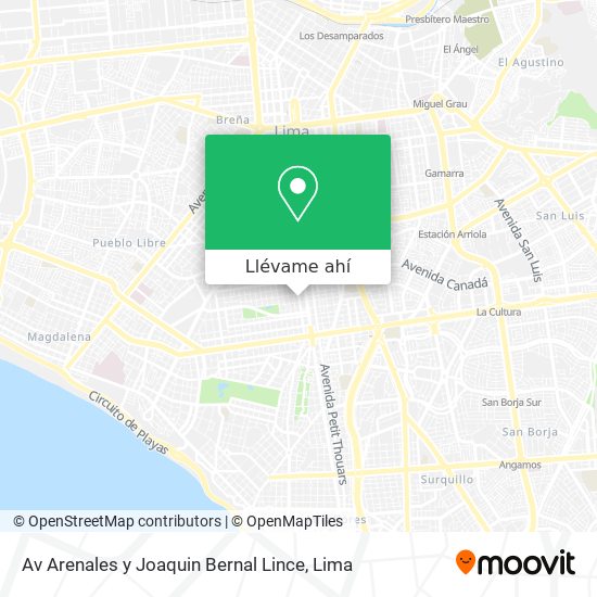 Mapa de Av  Arenales   y Joaquin Bernal    Lince