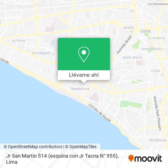 Mapa de Jr  San Martin 514 (esquina con Jr  Tacna N° 955)
