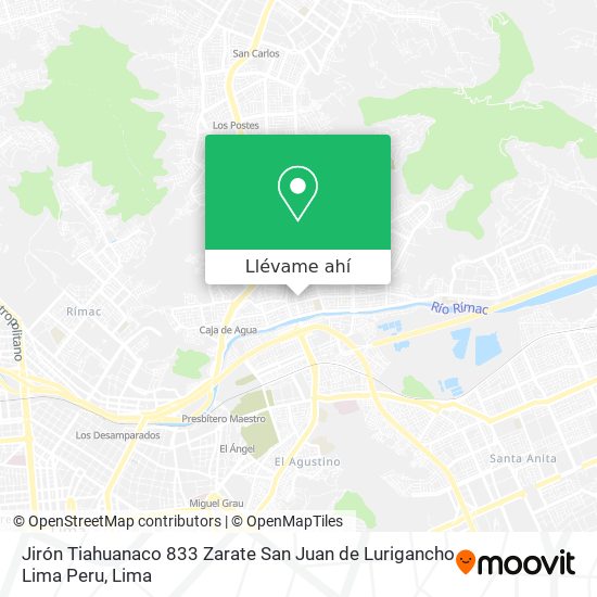 Mapa de Jirón Tiahuanaco 833 Zarate  San Juan de Lurigancho  Lima Peru