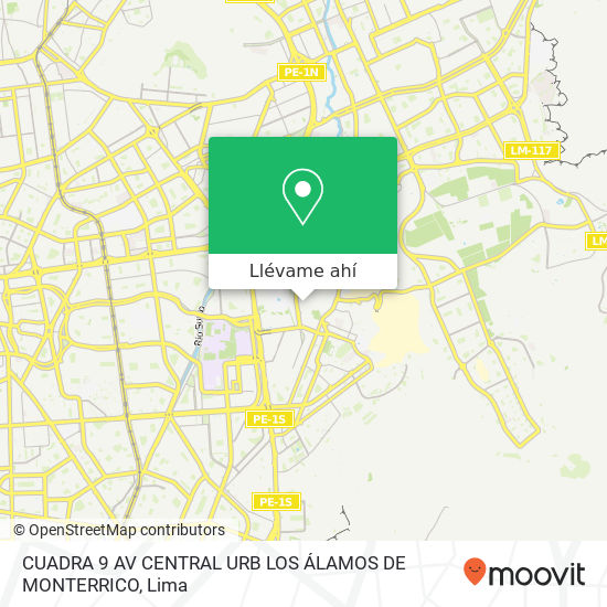 Mapa de CUADRA 9 AV  CENTRAL URB  LOS ÁLAMOS DE MONTERRICO
