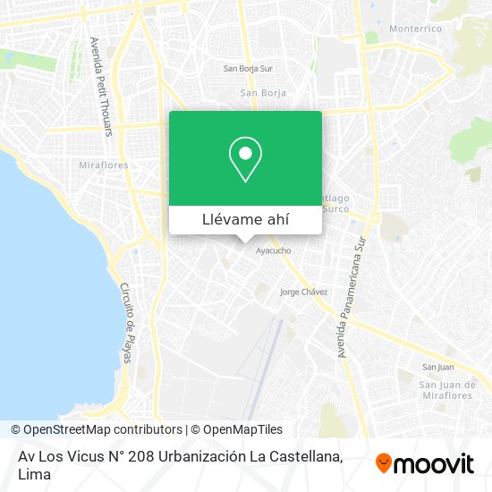 Mapa de Av  Los Vicus N° 208  Urbanización La Castellana