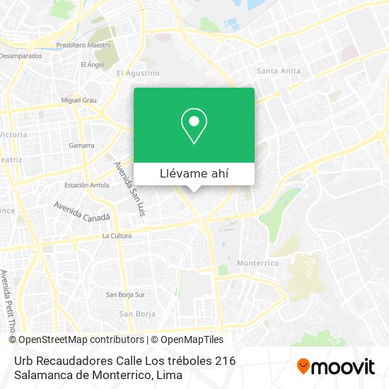 Mapa de Urb  Recaudadores  Calle Los tréboles 216  Salamanca de Monterrico