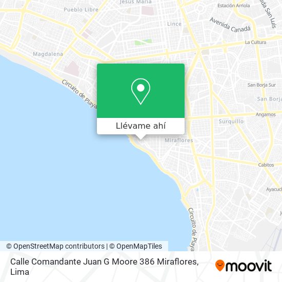 Mapa de Calle Comandante Juan G  Moore 386  Miraflores