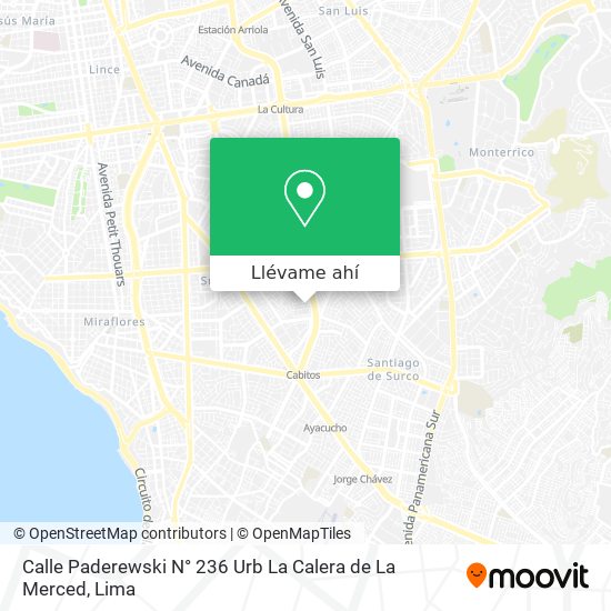 Mapa de Calle Paderewski N° 236  Urb La Calera de La Merced