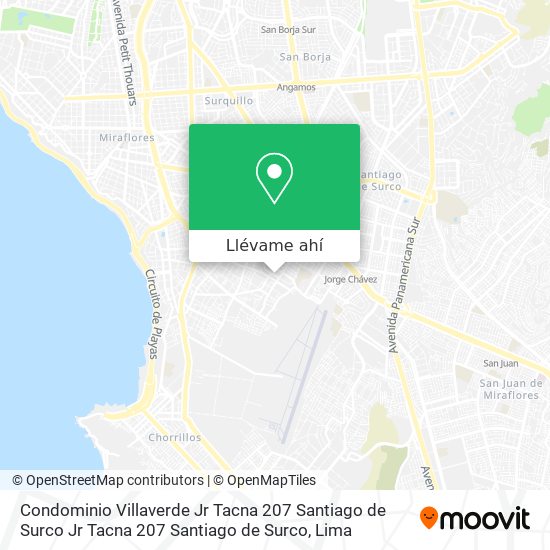Mapa de Condominio Villaverde  Jr  Tacna 207   Santiago de Surco Jr  Tacna 207   Santiago de Surco
