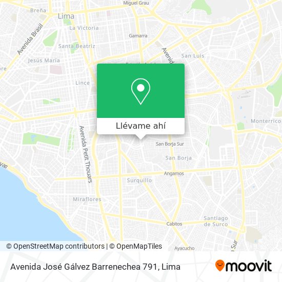 Mapa de Avenida José Gálvez  Barrenechea 791