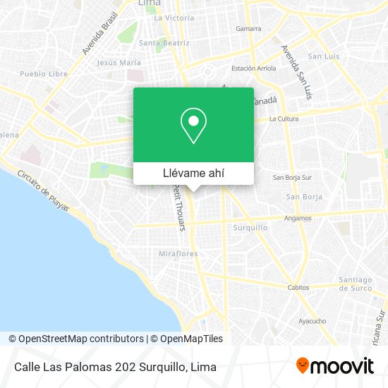 Mapa de Calle Las Palomas 202   Surquillo