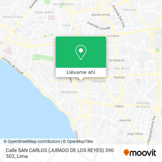 Mapa de Calle SAN CARLOS (JURADO DE LOS REYES) 390   502