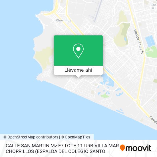 Mapa de CALLE SAN MARTIN Mz F7 LOTE 11 URB VILLA MAR   CHORRILLOS (ESPALDA DEL COLEGIO SANTO DOMINGO)