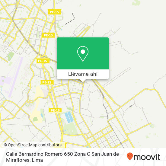 Mapa de Calle Bernardino Romero 650  Zona C   San Juan de Miraflores