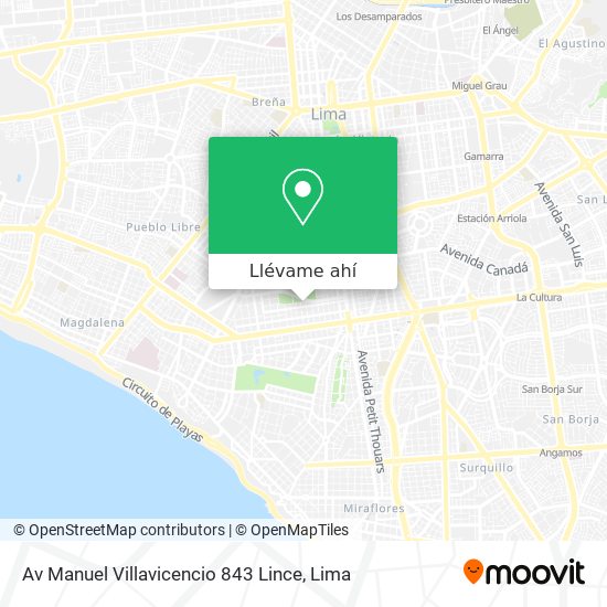 Mapa de Av  Manuel Villavicencio 843 Lince