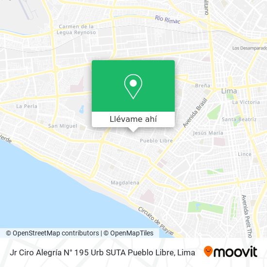 Mapa de Jr  Ciro Alegría  N° 195  Urb  SUTA  Pueblo Libre