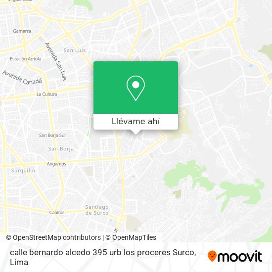 Mapa de calle bernardo alcedo 395 urb  los proceres Surco