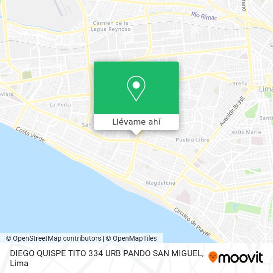 Mapa de DIEGO QUISPE TITO 334 URB PANDO SAN MIGUEL