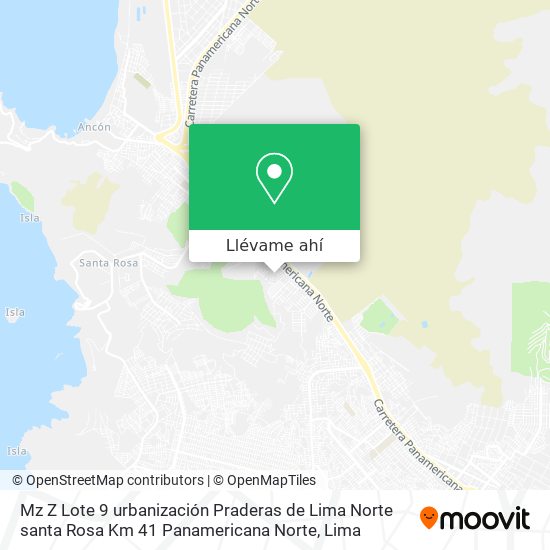Mapa de Mz  Z Lote 9  urbanización Praderas de Lima Norte  santa Rosa  Km 41 Panamericana Norte
