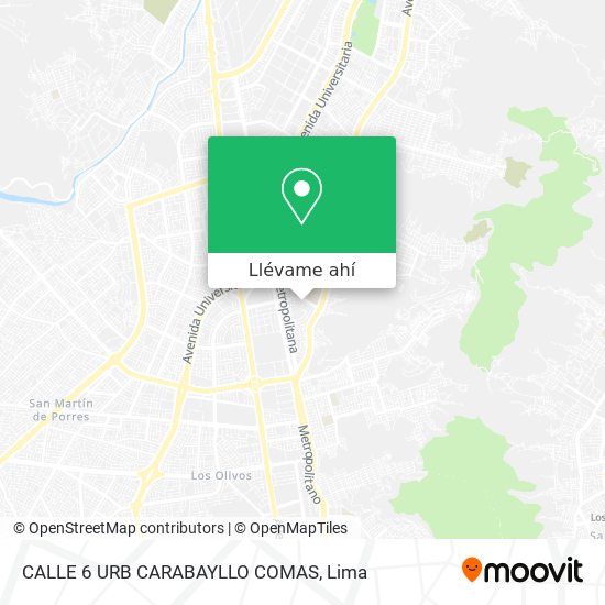 Mapa de CALLE 6 URB  CARABAYLLO COMAS