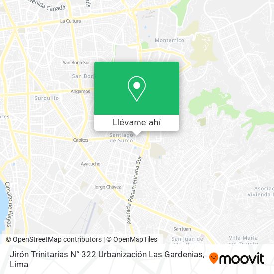 Mapa de Jirón Trinitarias N° 322 Urbanización Las Gardenias