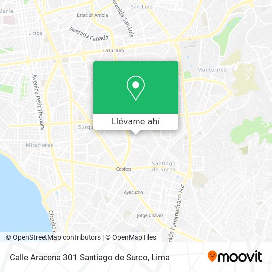 Mapa de Calle Aracena 301  Santiago de Surco