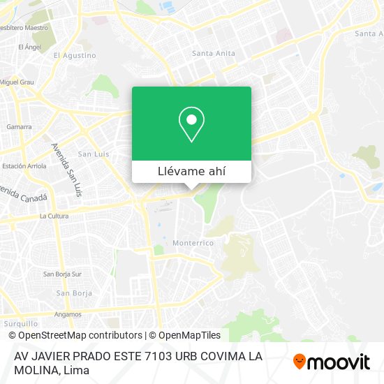 Mapa de AV  JAVIER PRADO ESTE 7103 URB COVIMA LA MOLINA