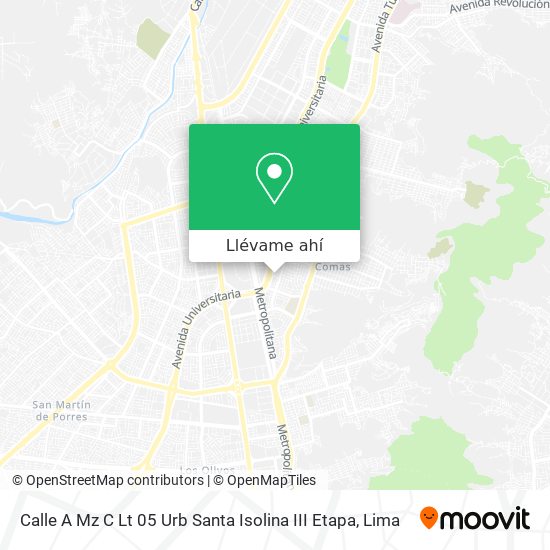 Mapa de Calle A Mz C Lt 05   Urb  Santa Isolina III Etapa