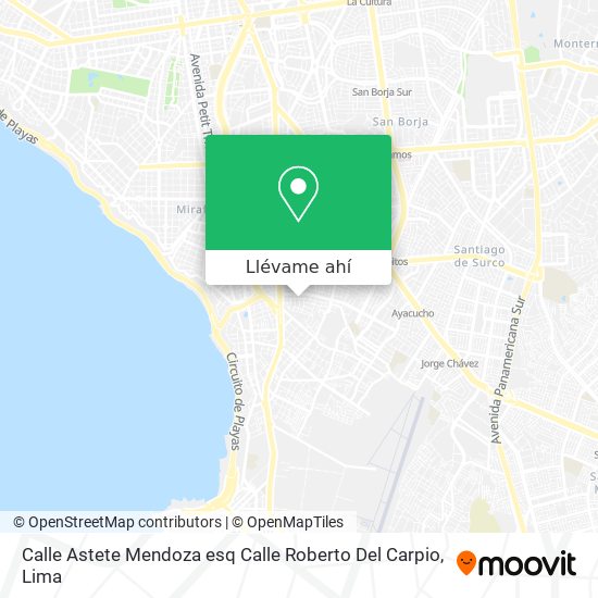 Mapa de Calle Astete Mendoza esq  Calle Roberto Del Carpio
