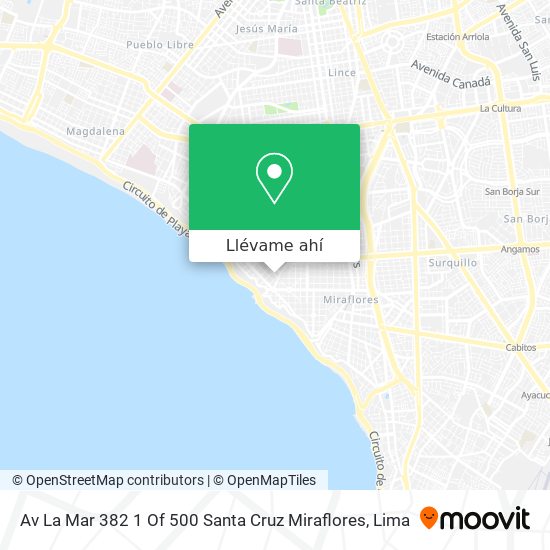 Mapa de Av  La Mar 382   1  Of  500   Santa Cruz   Miraflores