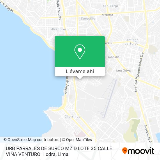 Mapa de URB PARRALES DE SURCO MZ D LOTE 35 CALLE VIÑA VENTURO 1 cdra