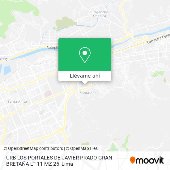 Mapa de URB  LOS PORTALES DE JAVIER PRADO  GRAN BRETAÑA LT 11 MZ 25