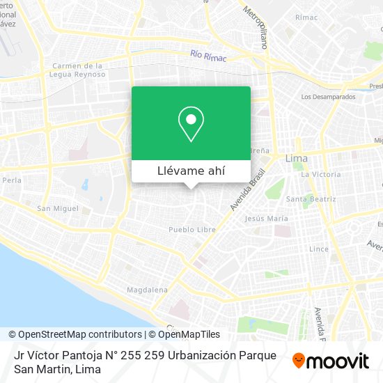 Mapa de Jr  Víctor Pantoja N° 255  259 Urbanización Parque San Martin
