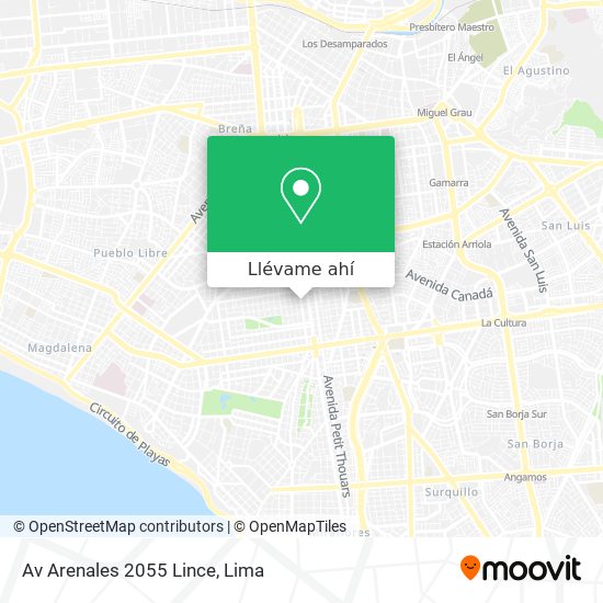 Mapa de Av  Arenales 2055  Lince